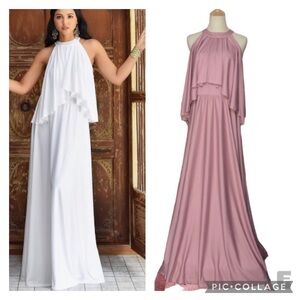 Koh Koh Dusty Rose Sleeveless Halter Maxi Dress